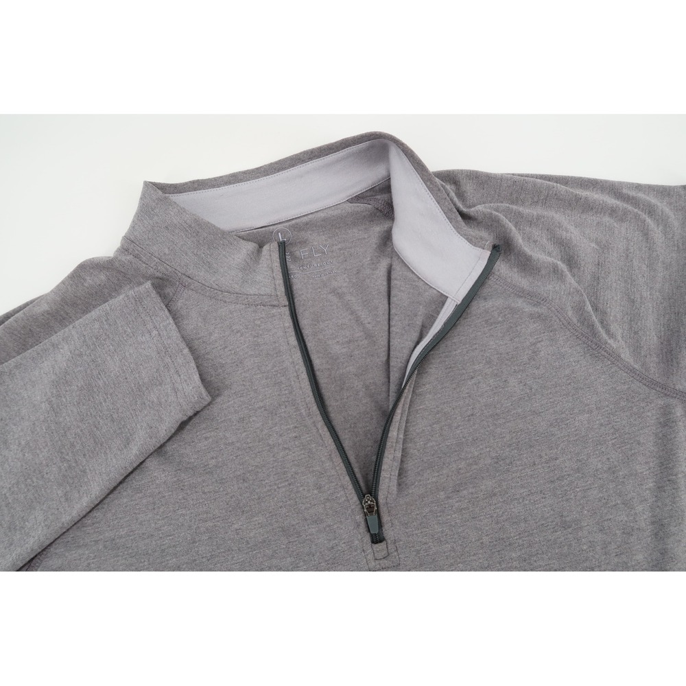 Free Fly 1/4 Zip Pullover Mens Large Gray Bamboo Flex Performance Long Sleeve